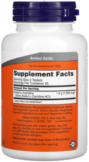 NOW Acetyl L Carnitine 750 mg