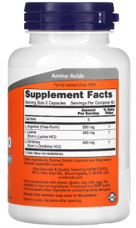 NOW Tri-Amino (Arginine, Ornithine, Lysine)