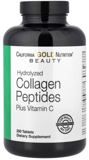 Коллаген + Витамин С, Hydrolyzed Collagen Peptides + Vitamin C, California Gold Nutrition, Тип 1 и 3