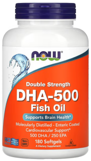 Рыбий жир, двойная сила, Now Foods, Double Strength, DHA-500/EPA-250