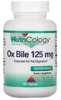 Экстракт бычьей желчи (Ox Bile), Nutricology, 125 мг, 180 капсул