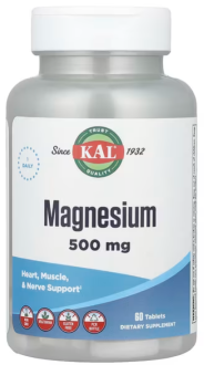 Магний, Magnesium, KAL, 500 мг, 60 таб.
