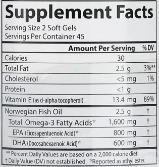 Омега-3, вкус лимона, (Elite Omega-3), Carlson Labs, 1250 мг, 90+30 капсул