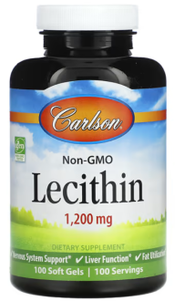 Лецитин, Lecithin, Carlson Labs, 1200 мг, 100 капсул