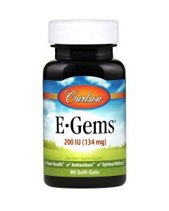 Витамин Е, E-Gems Natural Vitamin E, Carlson Labs, 200 МЕ, 90 гелевых капсул