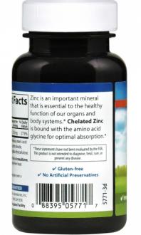 Цинк, Chelated Zinc, Carlson Labs, 30 грамм