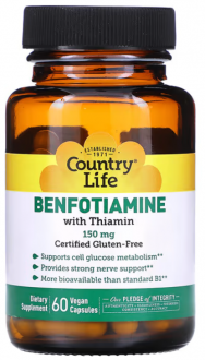 Бенфотиамин c коэнзимным В1, Country Life, 150 мг, 60