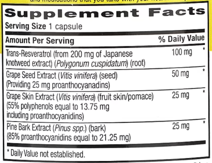 Ресвератрол (Resveratrol), Country Life, 120 капсул