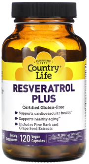 Ресвератрол (Resveratrol), Country Life, 120 капсул