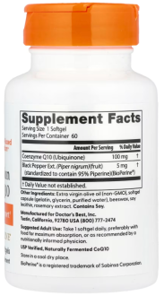 Коэнзим Q10, Doctor's Best, 100 мг, 60 капсул