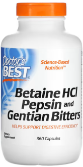 Бетаина гидрохлорид и пепсин, Doctor's Best, 360 кап.