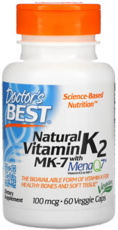 Витамин К2, МК-7 Featuring MenaQ7 Vitamin K2, Doctor's Best, 100 мкг, 60 капсул