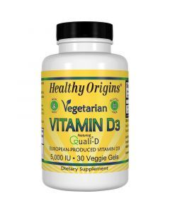 Витамин Д3, Vitamin D3, Healthy Origins, вегетарианский, 5000 МЕ, 30 гелевых капсул