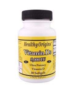 Витамин D3, Vitamin D3, Healthy Origins, 5000 МЕ, 30 кап.