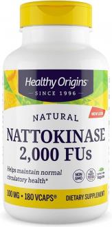 Наттокиназа, Nattokinase 2,000 FU's, Healthy Origins, 180 капсул