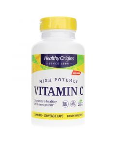 Витамин С (L-аскорбиновая кислота), Vitamin C, Healthy Origins, 1000 мг, 120 вегетарианских капсул