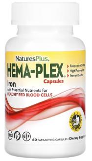 Комплекс железа, витаминов и минералов, Hema-Plex, Nature's Plus, 60 вегетарианских капсул