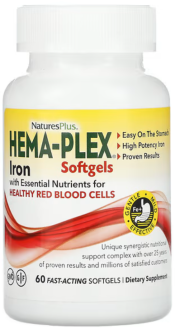 Комплекс с железом, Hema-Plex, NaturesPlus, 60 гелевых капсул