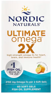 Nordic Naturals, Ultimate Omega 2X, со вкусом лимона, 2150 мг, 60 капсул (1075 мг в 1 капсуле)