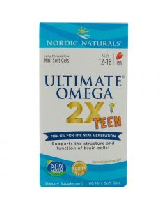 Омега для подростков, вкус клубники, Ultimate Omega 2X Teen, Nordic Naturals, 60 мини капсул