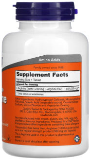 Аргинин, L-Arginine, Now Foods, 1000 мг, 120 таблеток
