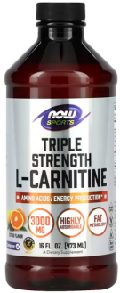 Л карнитин жидкий, L-Carnitine, Now Foods, Sports, 3000 мг, (473 мл)