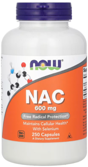 Ацетилцистеин, NAC (N-Acetyl Cysteine), Now Foods, 600 мг, 250 капсул