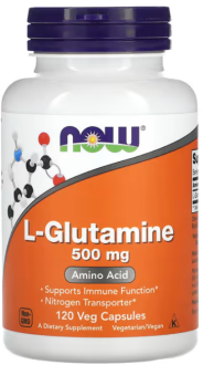 Глютамин, L-Glutamine, Now Foods, 500 мг, 120 капсул