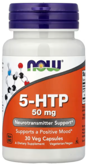 5-НТР, 5-гидрокси L-триптофан, Now Foods, 50 мг, 30 кап.