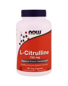 Цитруллин, L-Citrulline, Now Foods, 750 мг, 180 капсул