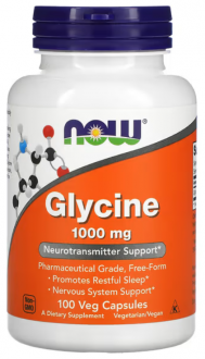 Глицин, Glycine, Now Foods, 1000 мг, 100 капсул