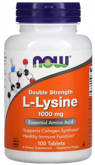 Лизин, L-Lysine, Now Foods, 1000 мг, 100 таблеток