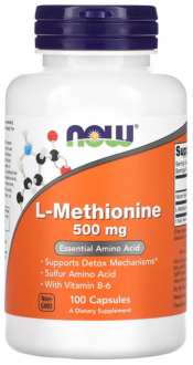 Метионин, L-Methionine, Now Foods, 500 мг, 100 капсул.