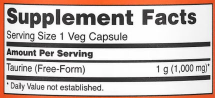 Таурин, Taurine, Now Foods, 1000 мг, 100 капсул
