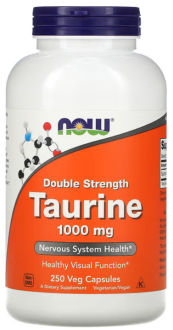Таурин, Taurine, Now Foods, 1000 мг, 250 капсул