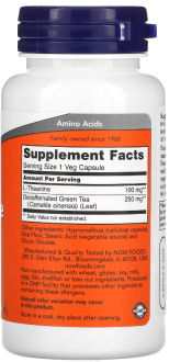 Теанин, L-Theanine, Now Foods, 100 мг, 90 капсул