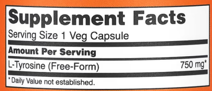 Тирозин, L-Tyrosine, Now Foods, 750 мг, 90 капсул