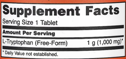 Триптофан (L-Tryptophan), Now Foods, 1000 мг, 60 таблеток