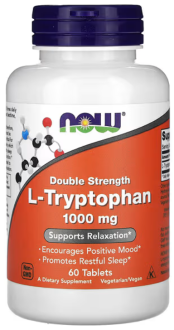 Триптофан (L-Tryptophan), Now Foods, 1000 мг, 60 таблеток