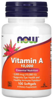 Витамин А, Vitamin A , Now Foods, 10000 МЕ, 100 капсул