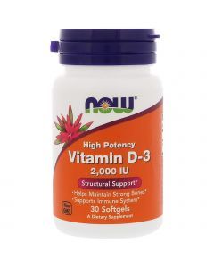 Витамин Д-3, Vitamin D-3, Now Foods, 2,000 МЕ, 30 гелевых капсул