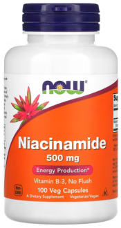Ниацинамид, витамин В-3, Niacinamide, Now Foods, 500 мг, 100 капсул