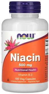 Витамин В3, Ниацин, Niacin, Now Foods, 500 мг, 100 капсул