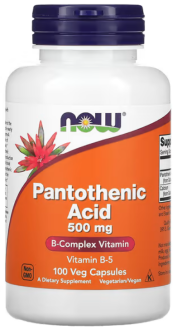 Пантотеновая кислота, Pantothenic Acid, Now Foods, 500 мг, 100 капсул