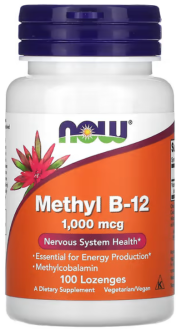 Витамин В12, Methyl B-12, Now Foods, метил, 1000 мкг, 100 леденцов