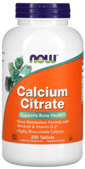 Цитрат кальция, Calcium Citrate, Now Foods, 250 таблеток