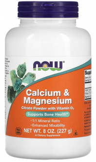 Кальций и магний, Calcium & Magnesium, Now Foods, 1:1, 227 г