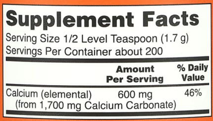 Карбонат кальция (порошок), Calcium Carbonate, Now Foods, 340 г