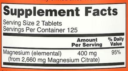 Цитрат магния, Magnesium Citrate, Now Foods, 200 мг, 250 таблеток