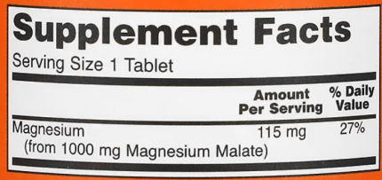 Магния малат, Now Foods, 1000мг, 180 табл